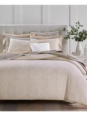 Charter Club Ogee Floral Beige 3 Pc. King Comforter Set